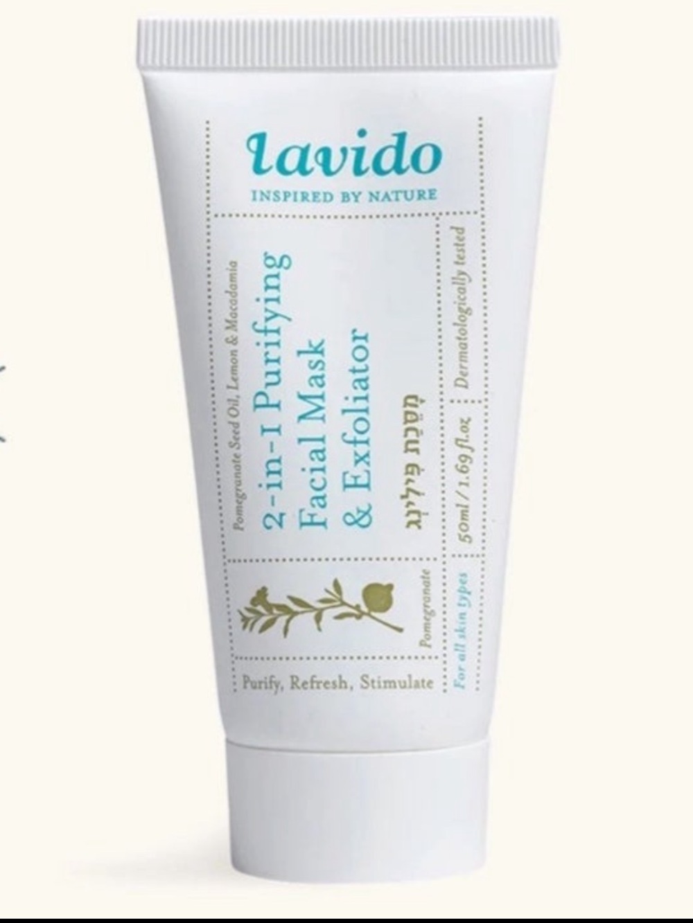 LAVIDO 2in1 Purifying Facial Mask & Exfoliator Restore, Stimulant, Natural NEW!